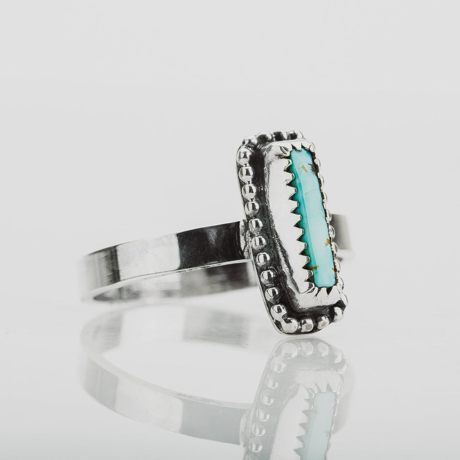 Size 8 Rectangle Royston Turquoise Gemstone Ring - Melanie Golden Jewelry - gemstone rings, rings