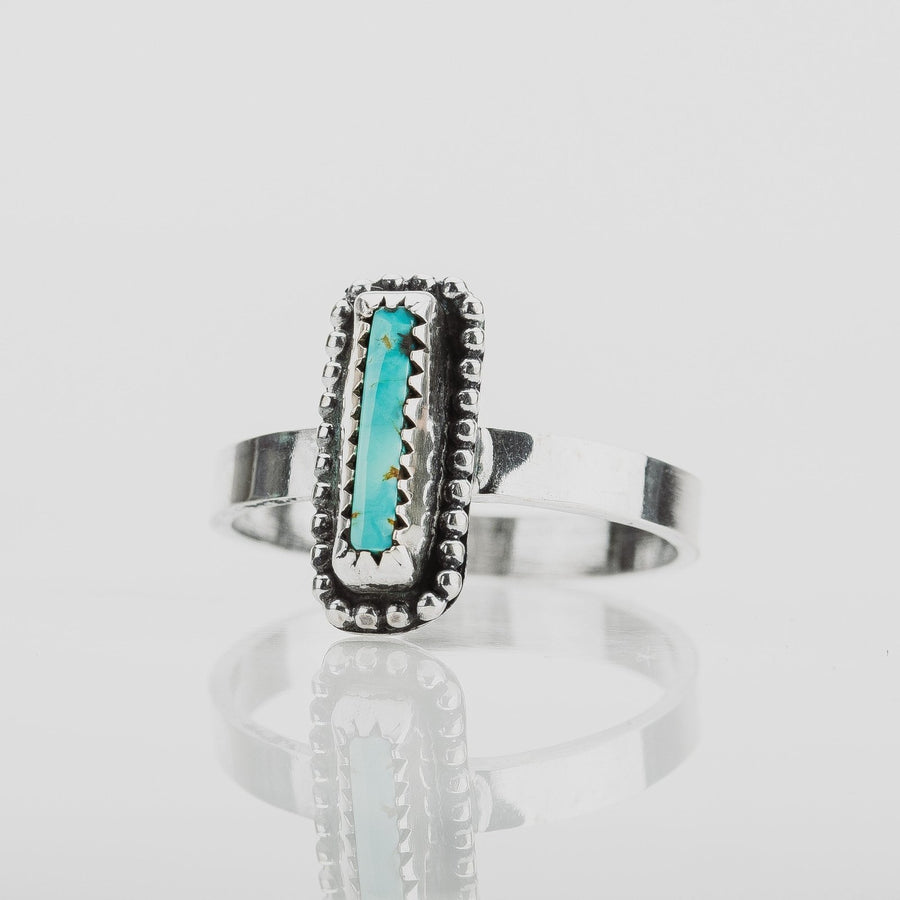 Size 8 Rectangle Royston Turquoise Gemstone Ring - Melanie Golden Jewelry