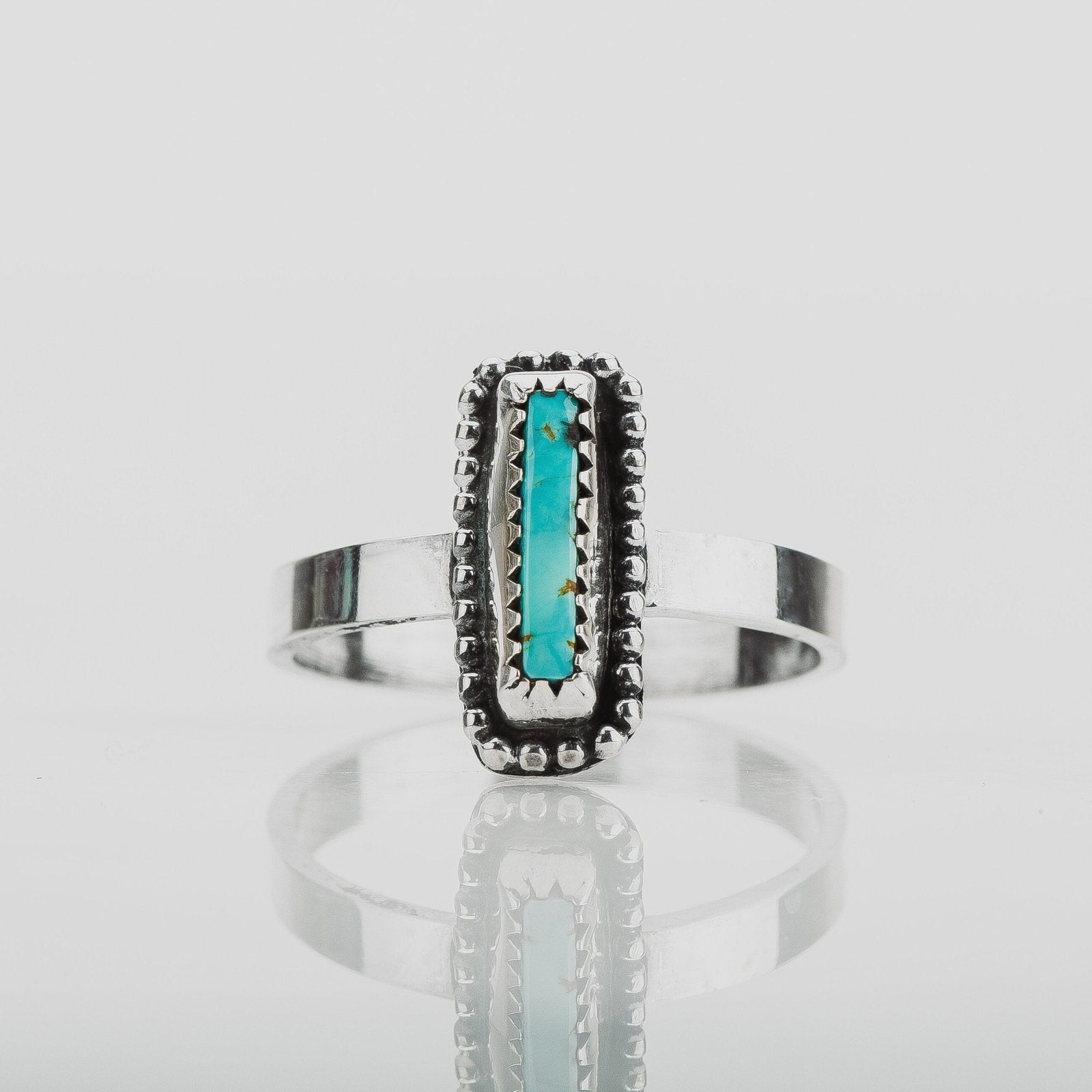 Size 8 Rectangle Royston Turquoise Gemstone Ring - Melanie Golden Jewelry - gemstone rings, rings