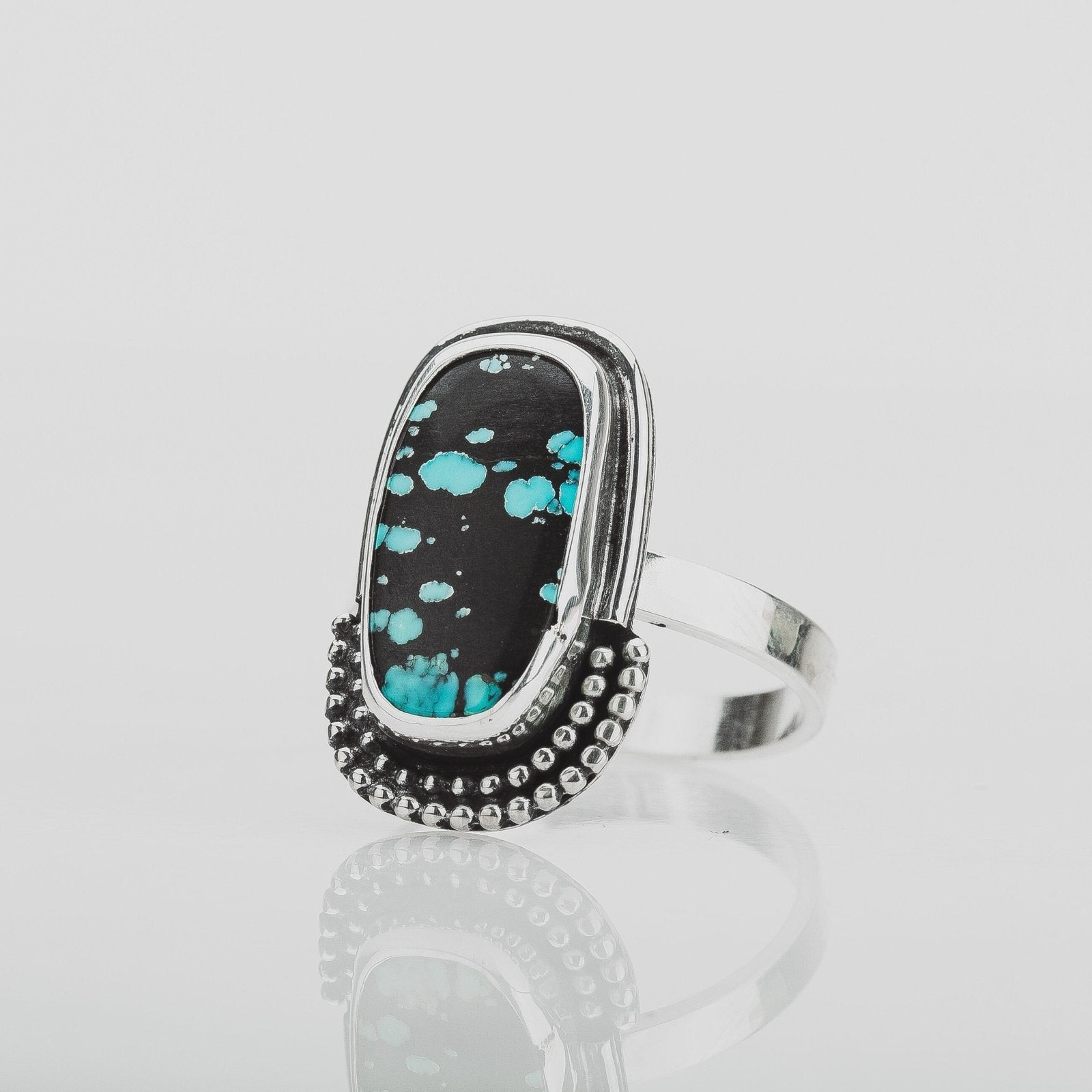 Size 9.25 Black & Blue Cloud Mountain Turquoise Gemstone Ring - Melanie Golden Jewelry - gemstone rings, rings