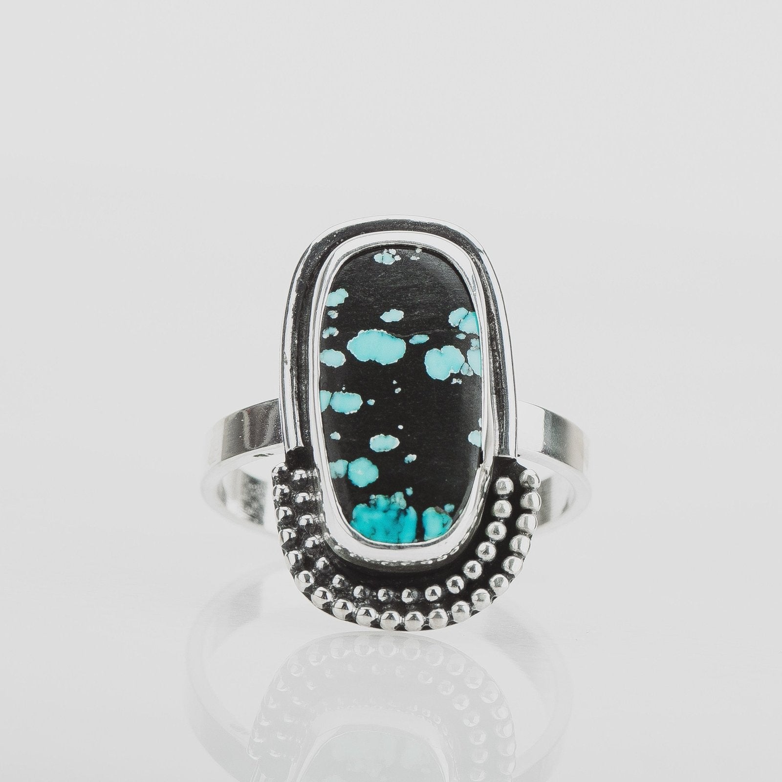 Size 9.25 Black & Blue Cloud Mountain Turquoise Gemstone Ring - Melanie Golden Jewelry - gemstone rings, rings