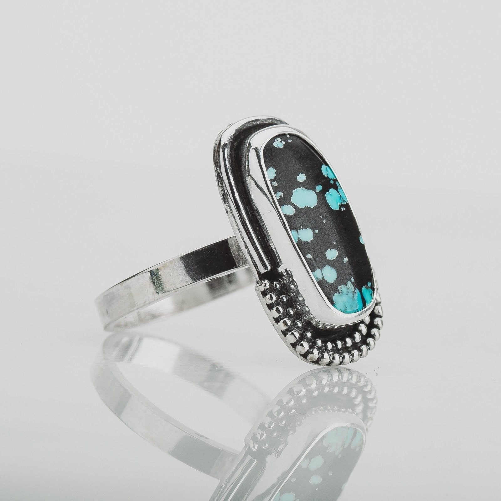 Size 9.25 Black & Blue Cloud Mountain Turquoise Gemstone Ring - Melanie Golden Jewelry - gemstone rings, rings