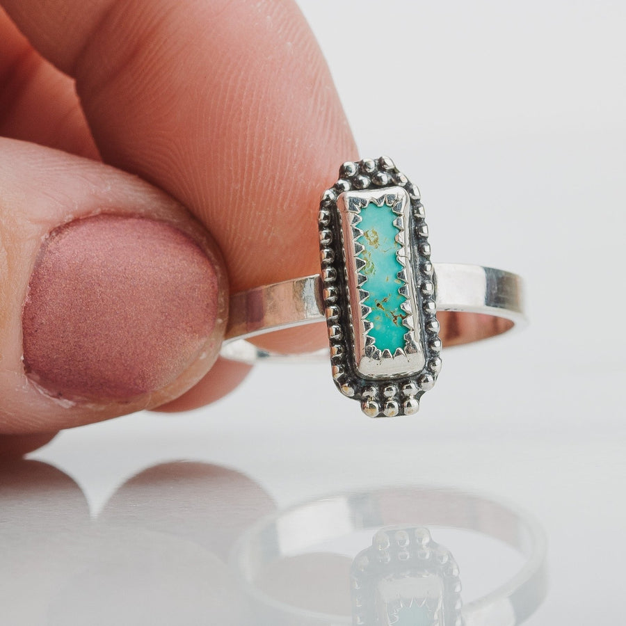 Size 9.5 Rectangle Royston Turquoise Gemstone Ring - Melanie Golden Jewelry - gemstone rings, rings