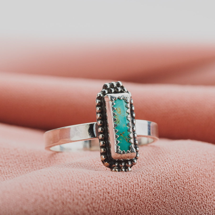 Size 9.5 Rectangle Royston Turquoise Gemstone Ring - Melanie Golden Jewelry - gemstone rings, rings