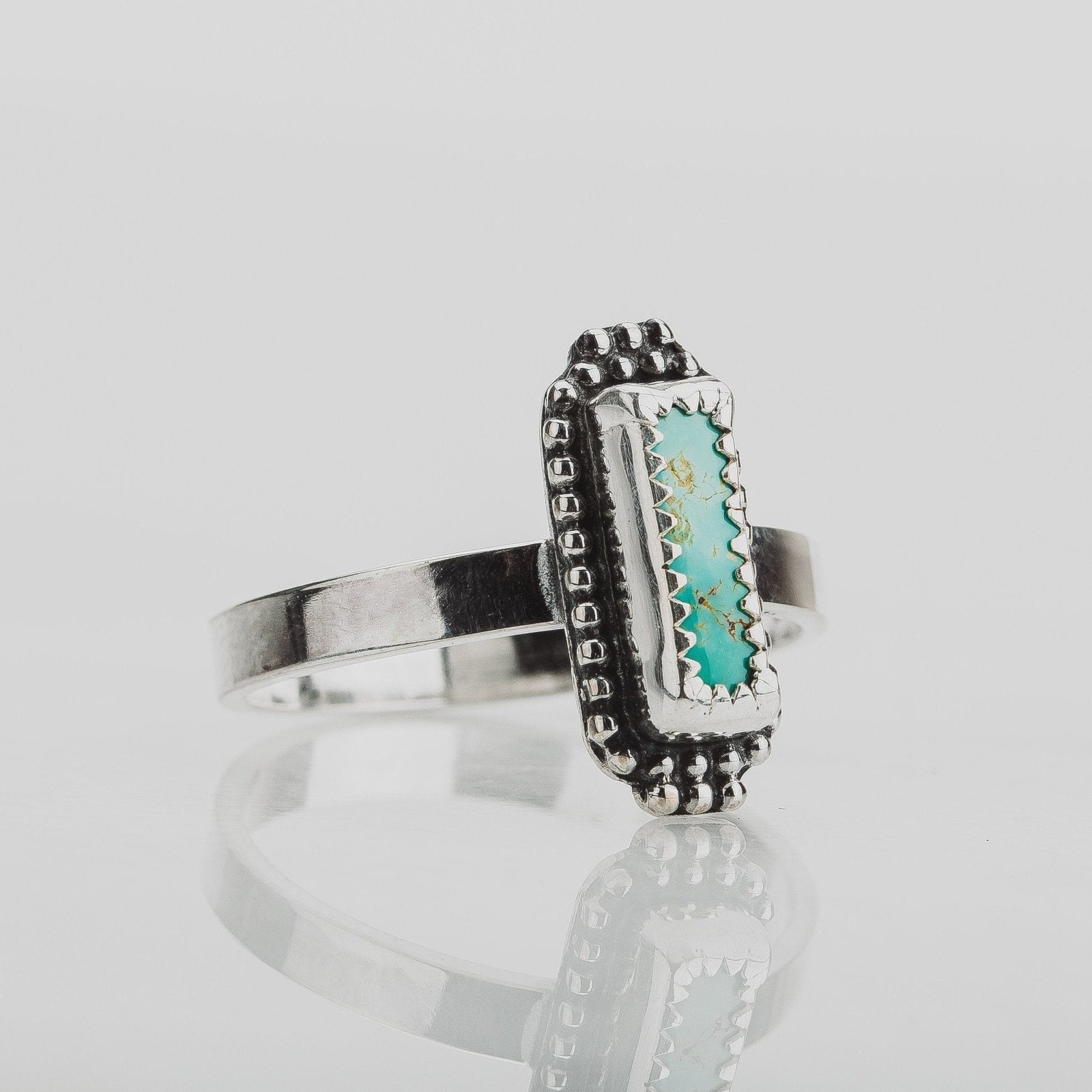 Size 9.5 Rectangle Royston Turquoise Gemstone Ring - Melanie Golden Jewelry - gemstone rings, rings