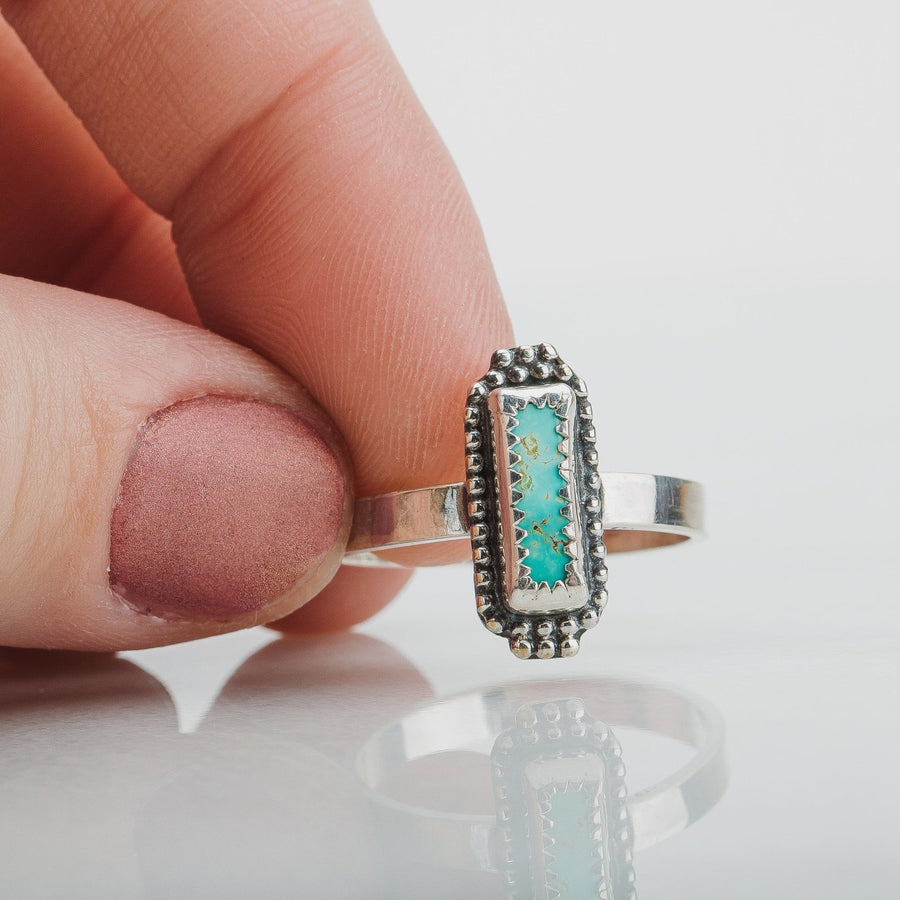 Size 9.5 Rectangle Royston Turquoise Gemstone Ring - Melanie Golden Jewelry - gemstone rings, rings