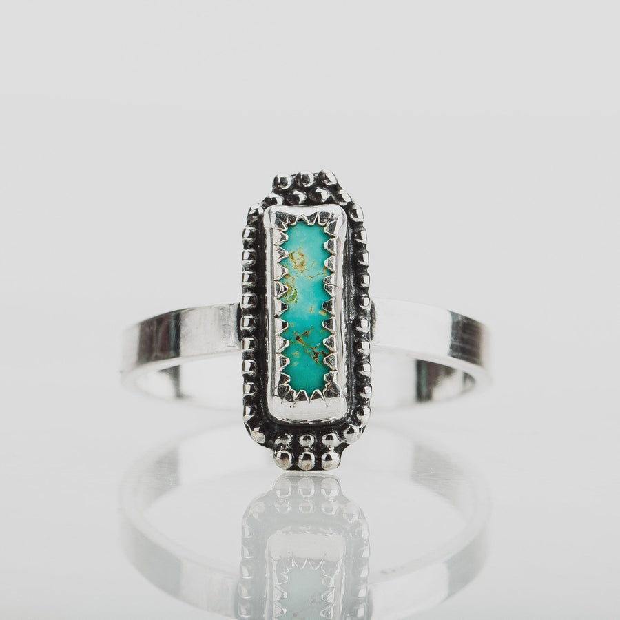 Size 9.5 Rectangle Royston Turquoise Gemstone Ring - Melanie Golden Jewelry - gemstone rings, rings