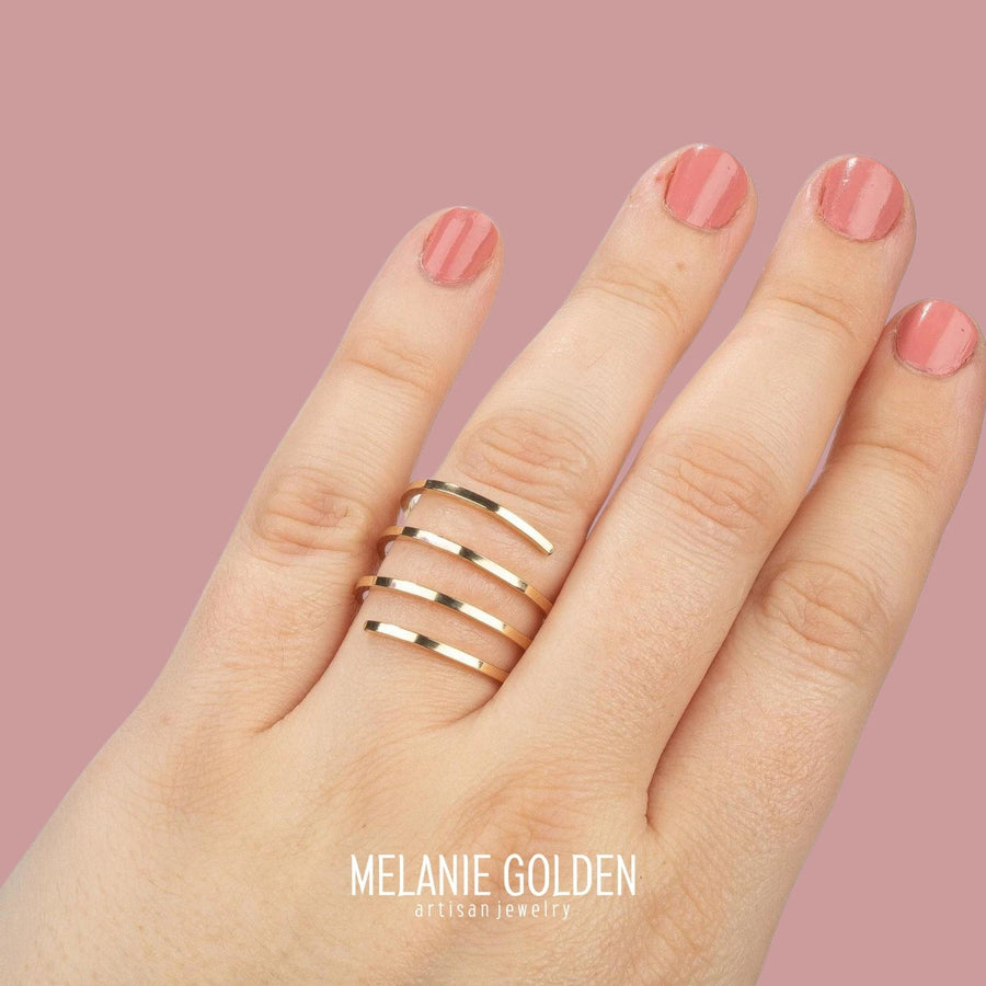 Square Spiral Bypass Ring - Melanie Golden Jewelry - ring, ring band, silver