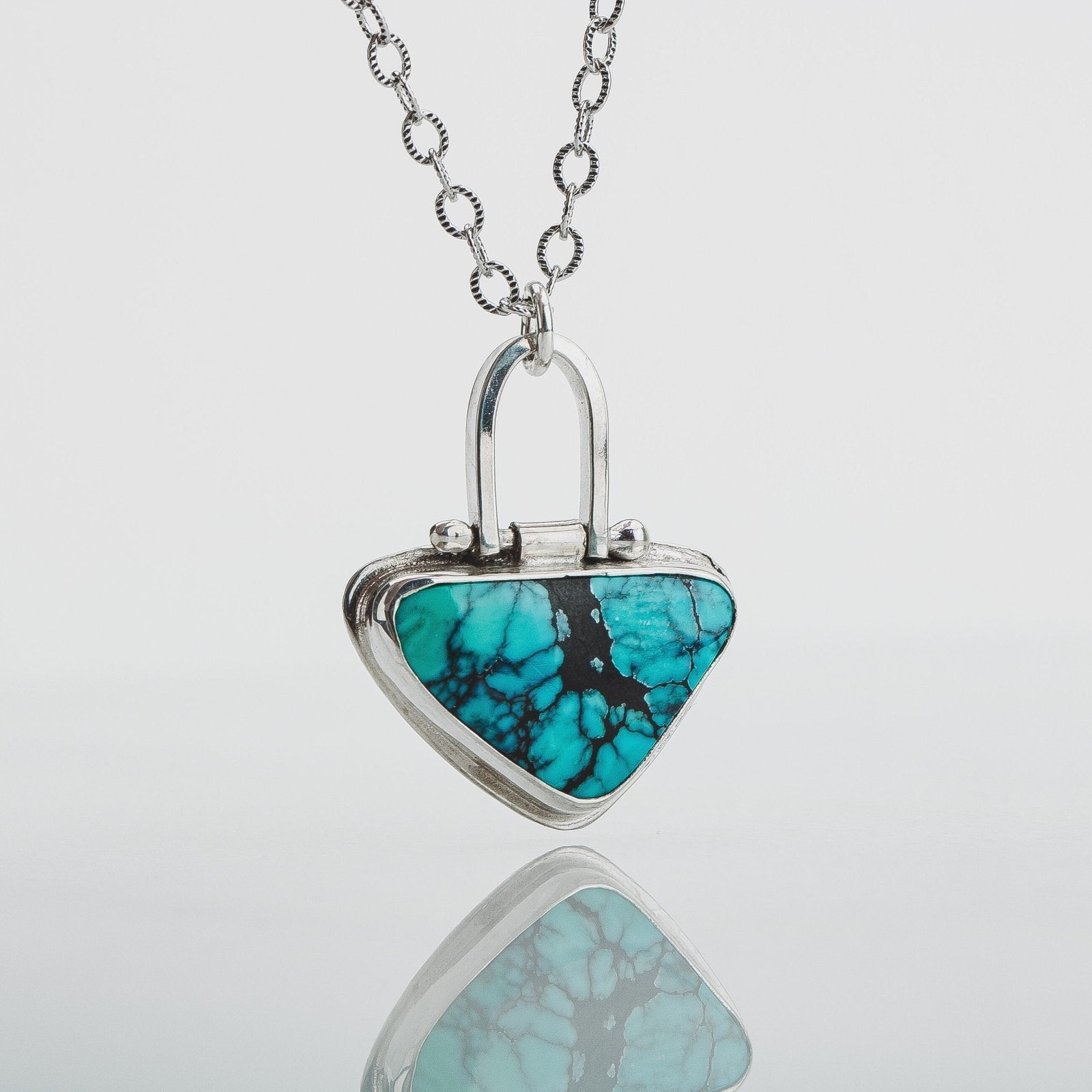 Triangle Cloud Mountain Turquoise Hinge Necklace - Melanie Golden Jewelry - gemstone necklaces, necklaces