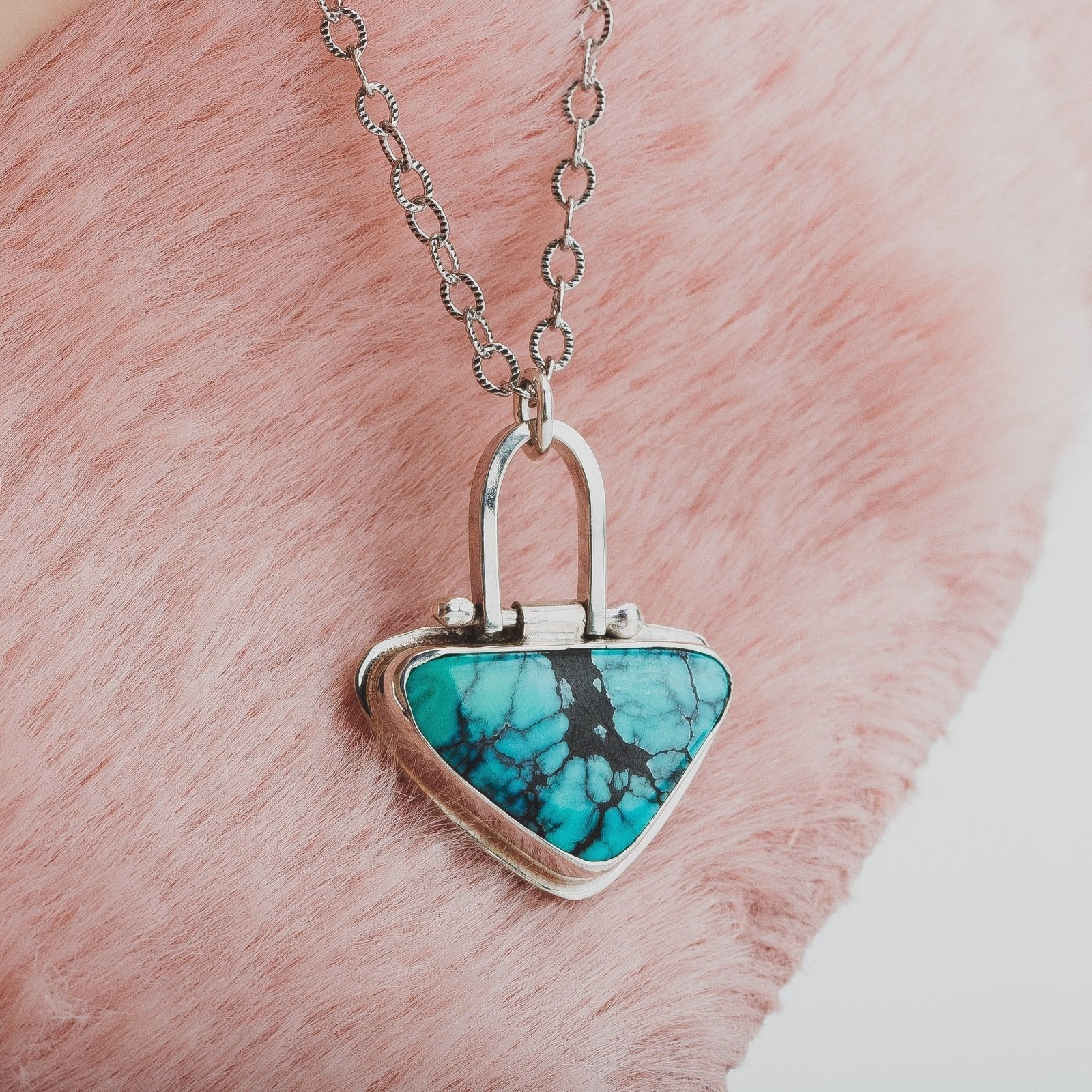 Triangle Cloud Mountain Turquoise Hinge Necklace - Melanie Golden Jewelry - gemstone necklaces, necklaces
