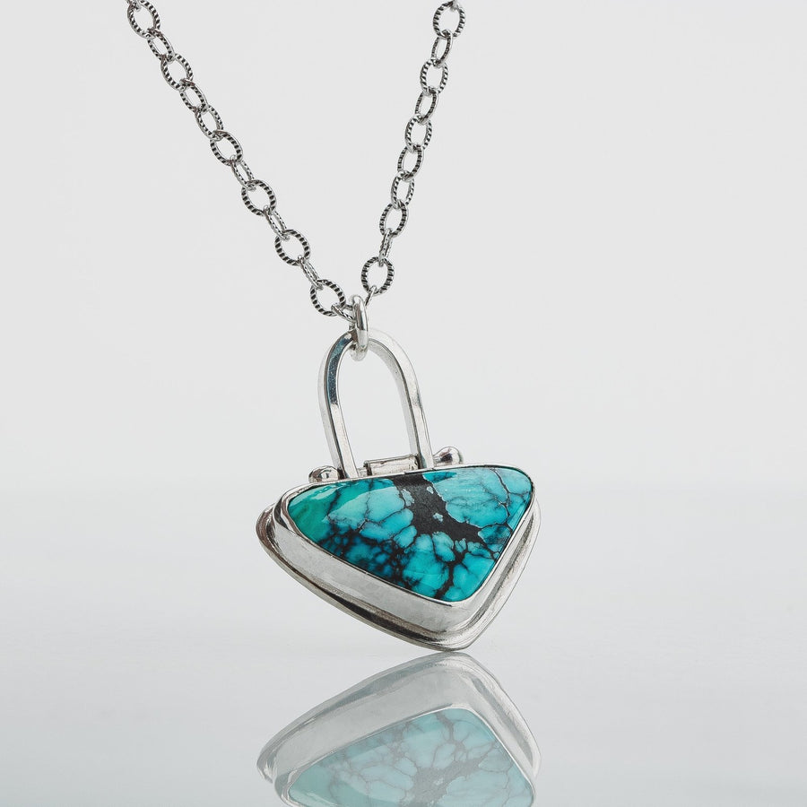 Triangle Cloud Mountain Turquoise Hinge Necklace - Melanie Golden Jewelry - gemstone necklaces, necklaces