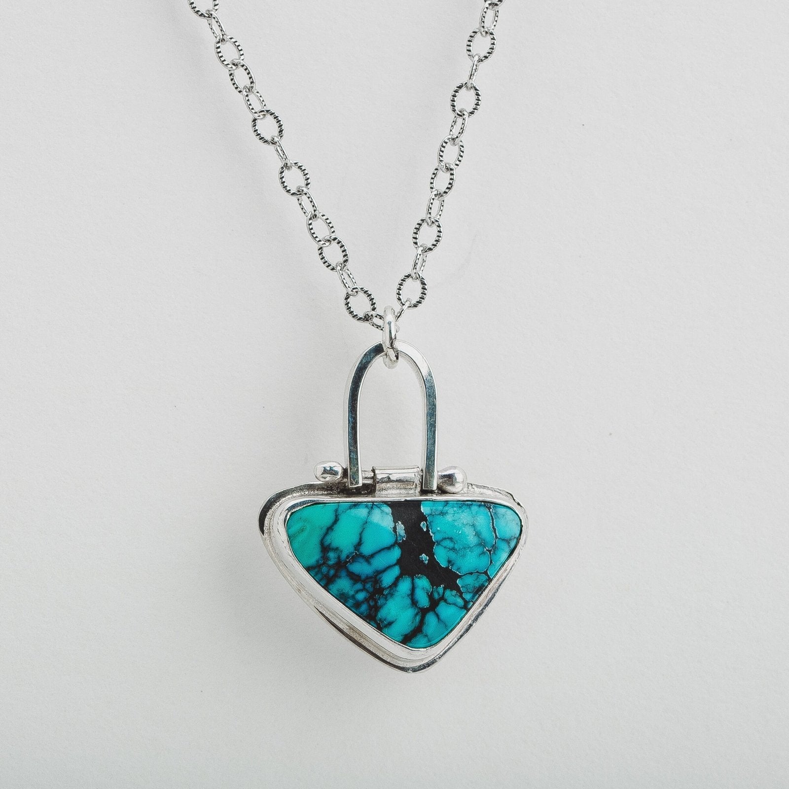 Triangle Cloud Mountain Turquoise Hinge Necklace - Melanie Golden Jewelry - gemstone necklaces, necklaces