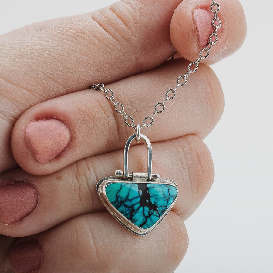 Triangle Cloud Mountain Turquoise Hinge Necklace - Melanie Golden Jewelry