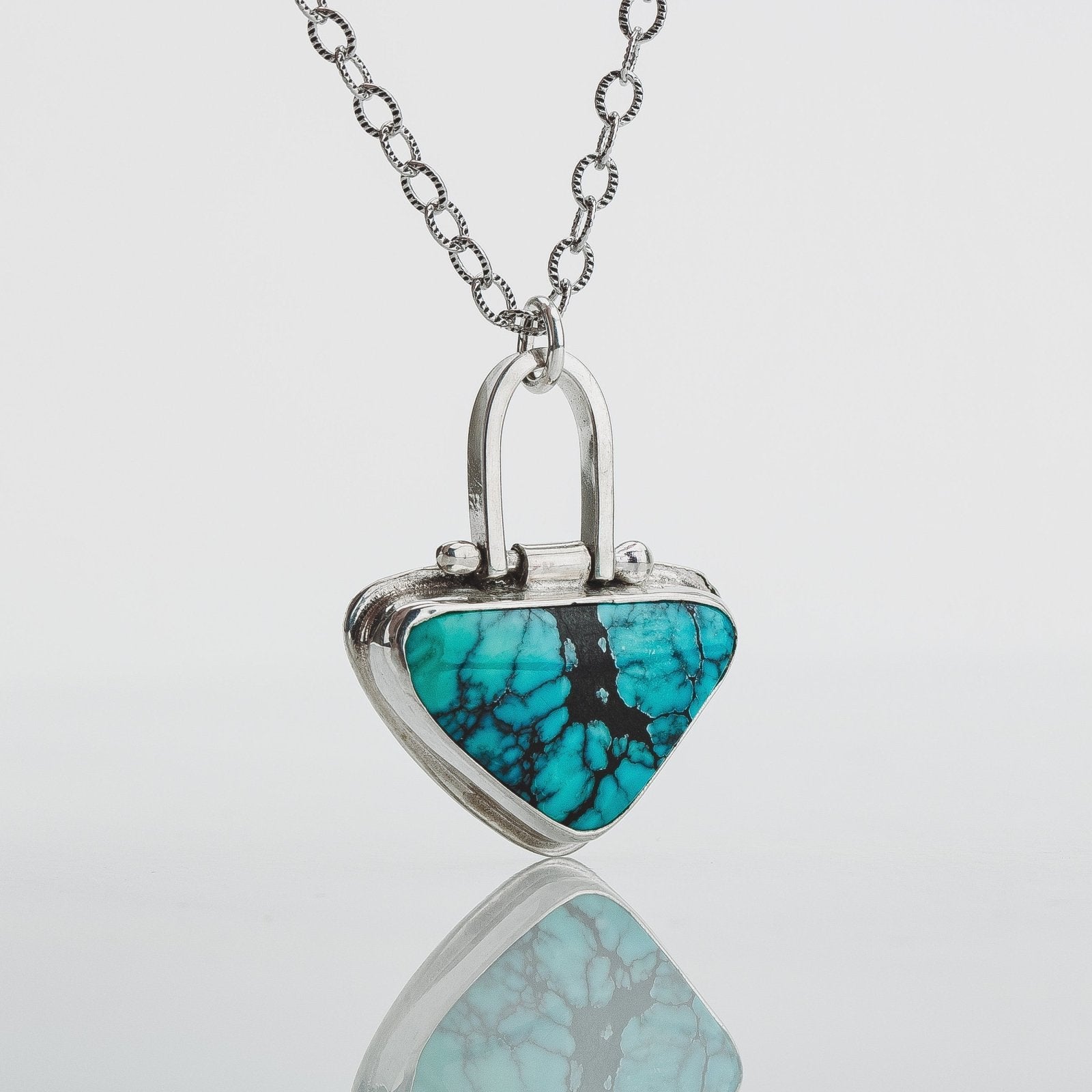 Triangle Cloud Mountain Turquoise Hinge Necklace - Melanie Golden Jewelry - gemstone necklaces, necklaces