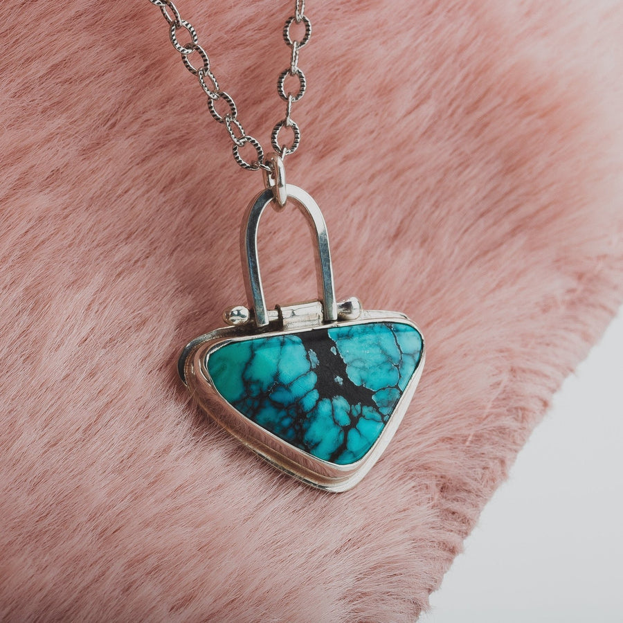 Triangle Cloud Mountain Turquoise Hinge Necklace - Melanie Golden Jewelry - gemstone necklaces, necklaces