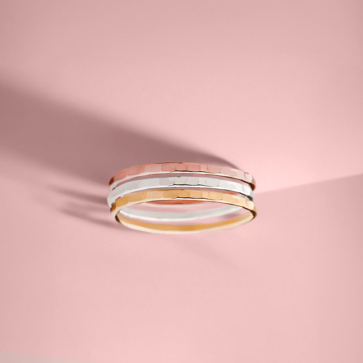 Trio of Hammered Stacking Rings