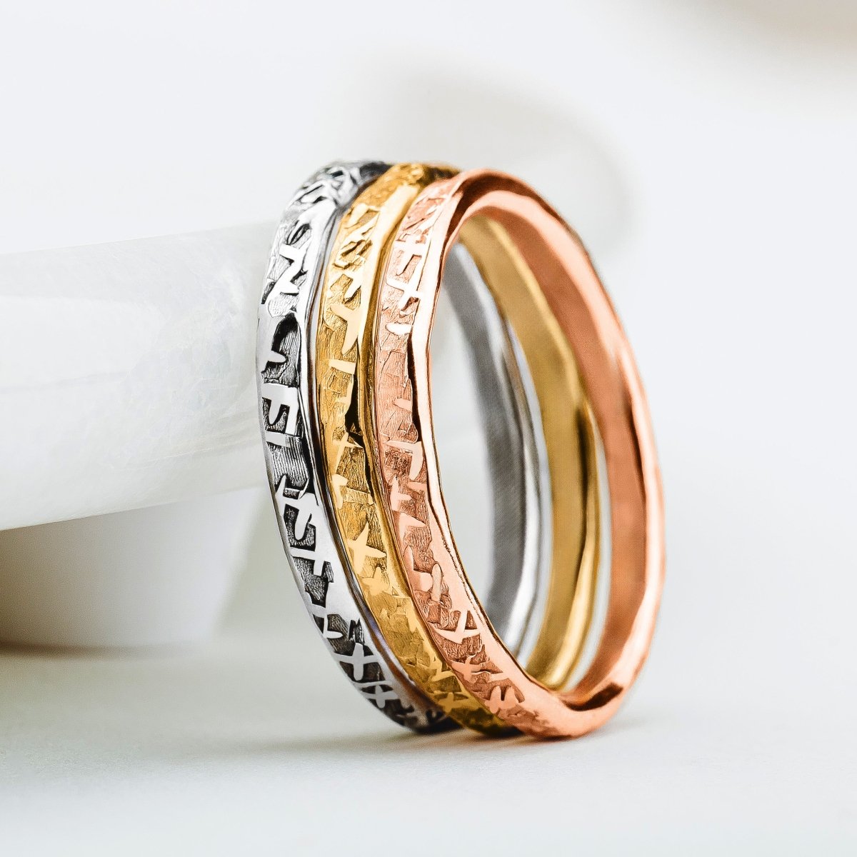 Trio of Raw Silk Stacking Rings