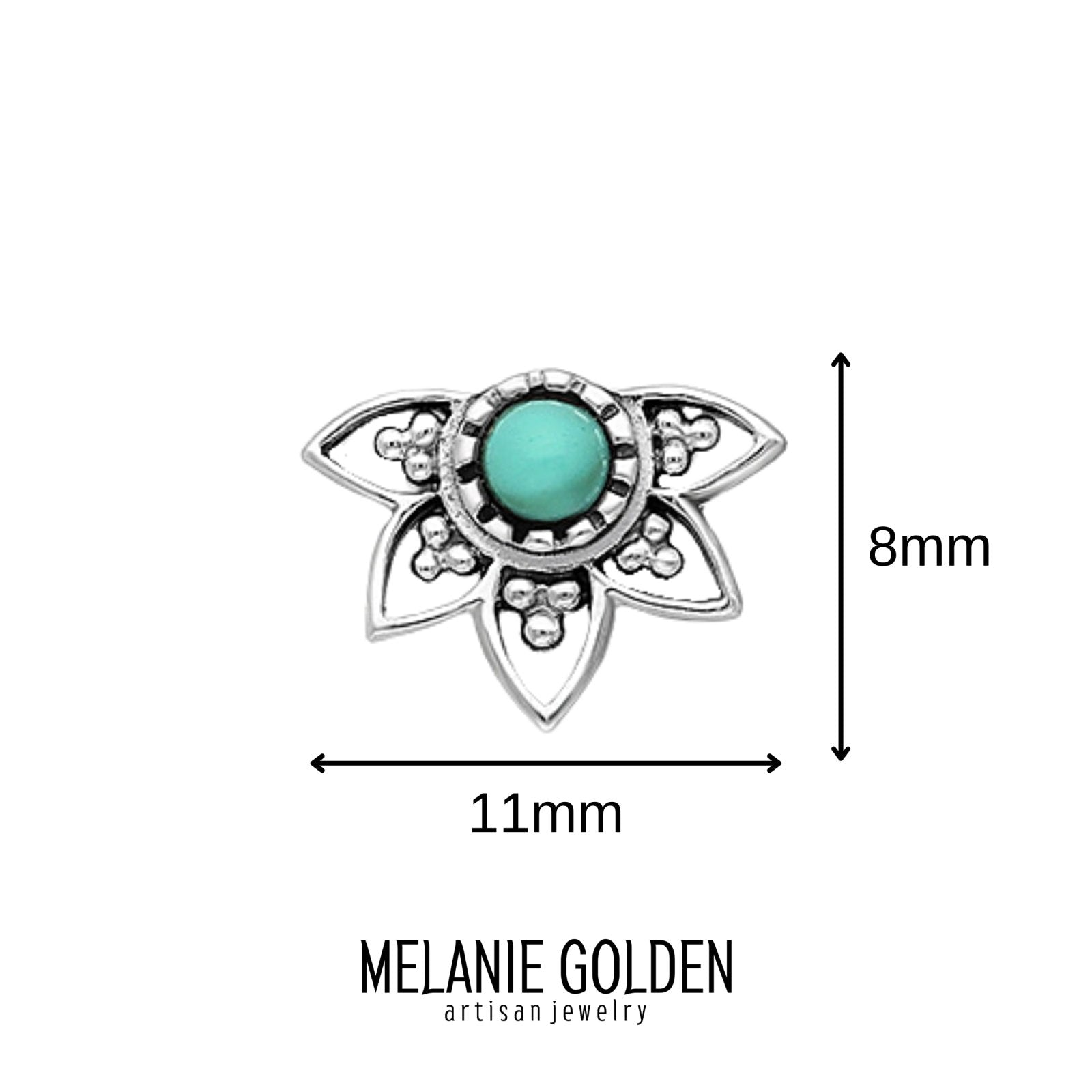 Turquoise Filigree Floral Stud Earrings - Melanie Golden Jewelry - earrings, post earrings, stud, stud earrings, VALENTINES