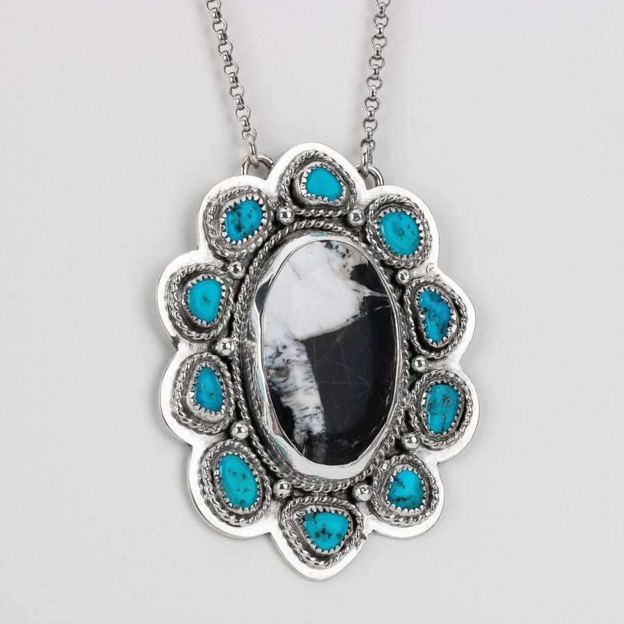 White Buffalo & Sleeping Beauty Turquoise Cluster Necklace - Melanie Golden Jewelry