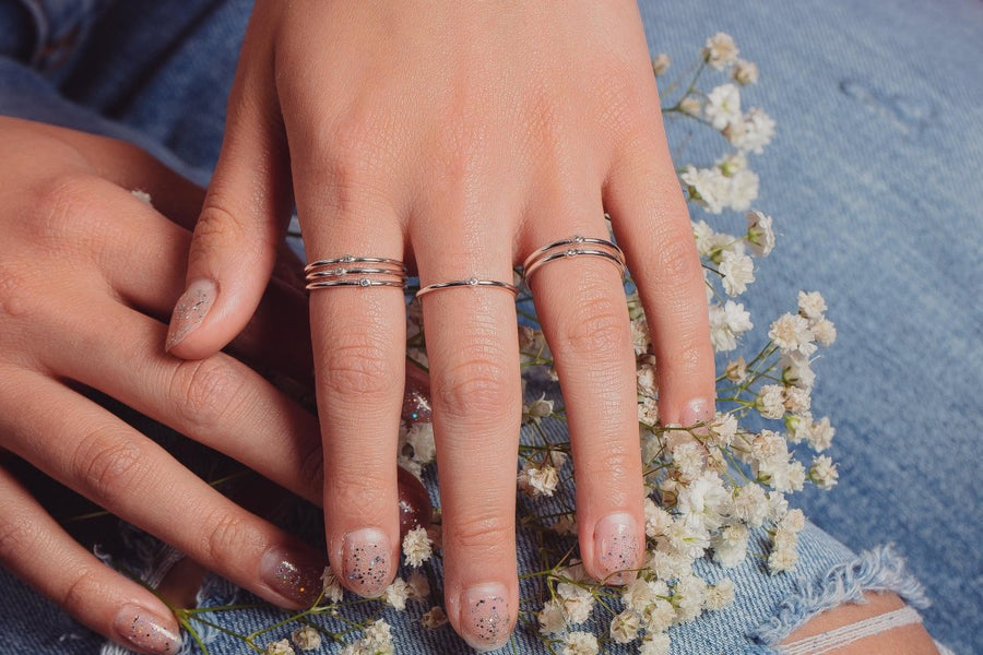 White Diamond Stacking Rings - Melanie Golden Jewelry - christmas, diamond, diamond rings, for the bride, love, rings, stacking rings
