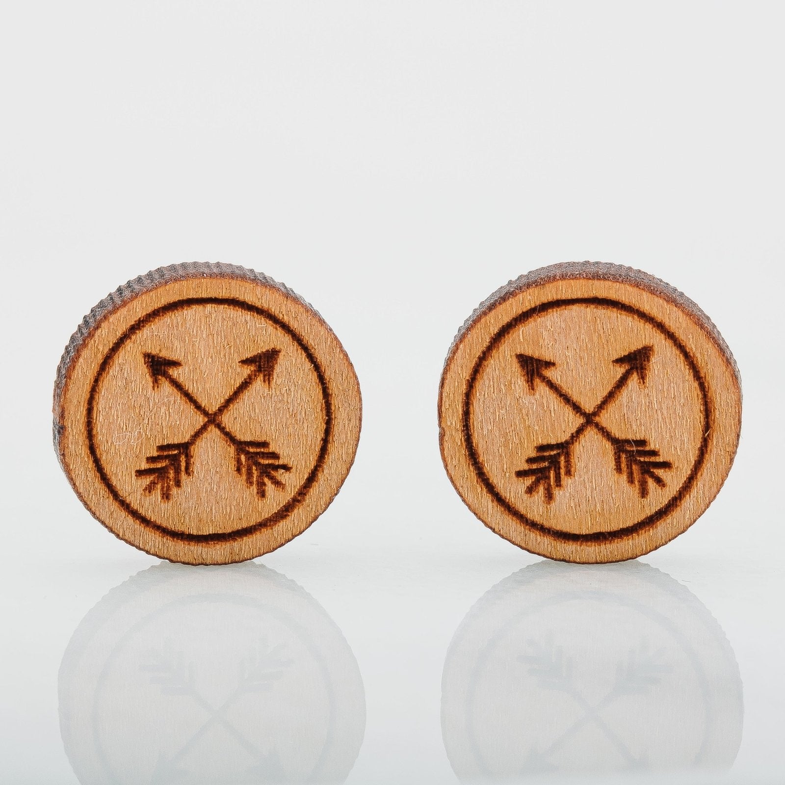 Wood Crossed Arrows Earrings - Melanie Golden Jewelry - earrings, stud, stud earrings