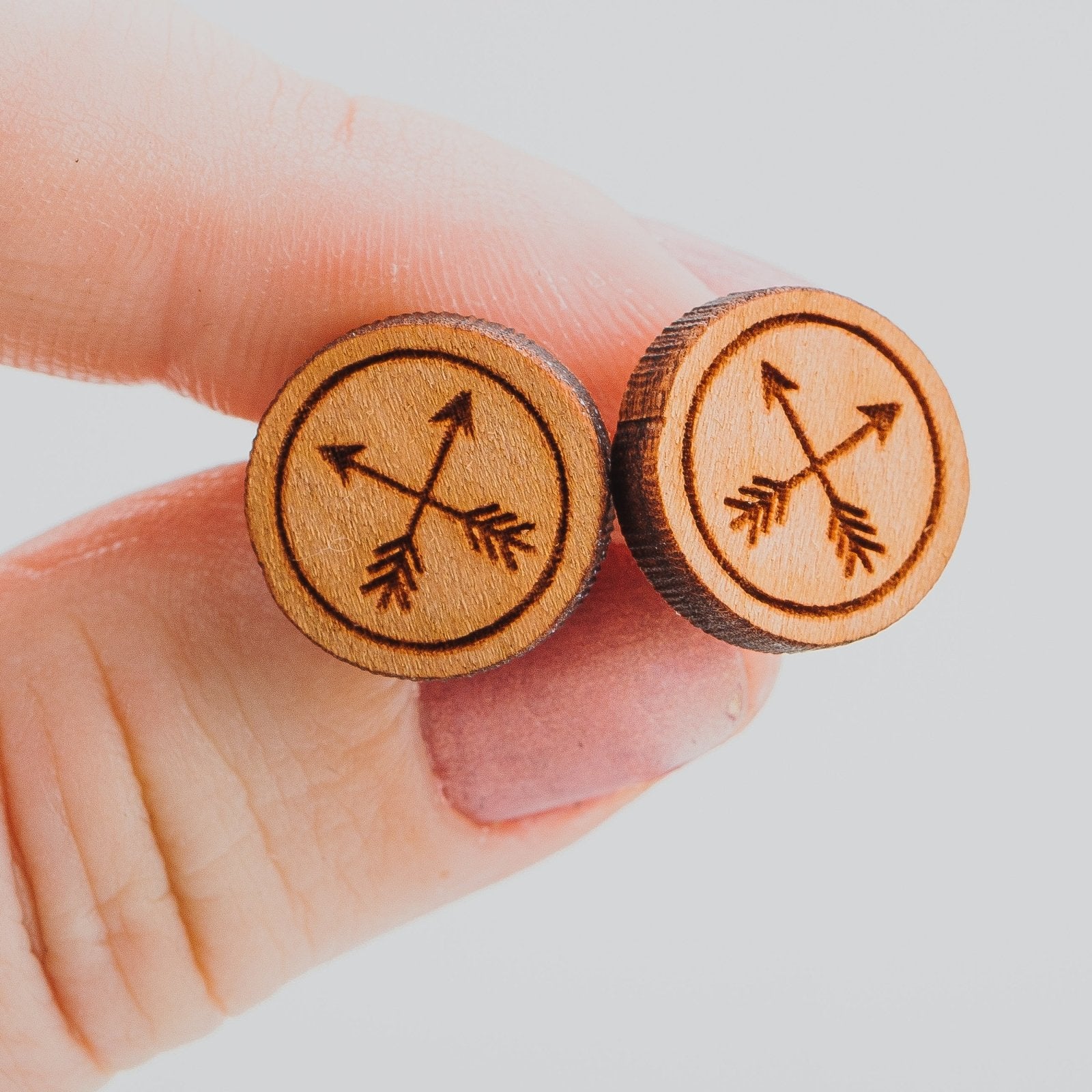 Wood Crossed Arrows Earrings - Melanie Golden Jewelry - earrings, stud, stud earrings