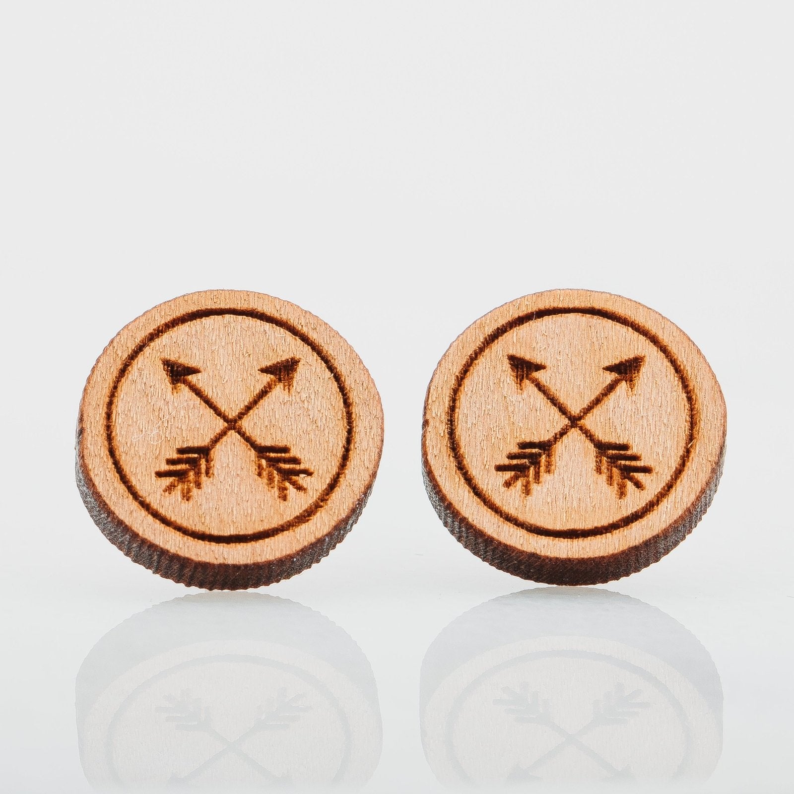 Wood Crossed Arrows Earrings - Melanie Golden Jewelry - earrings, stud, stud earrings