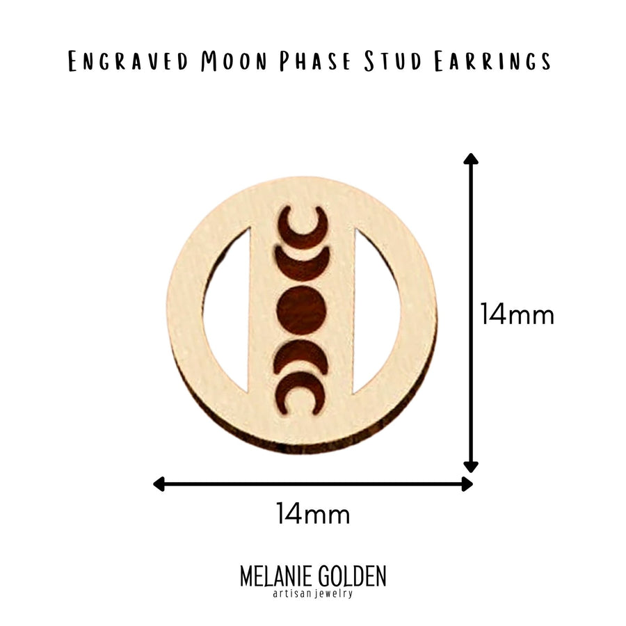 Wood Moon Phase Earrings - Melanie Golden Jewelry
