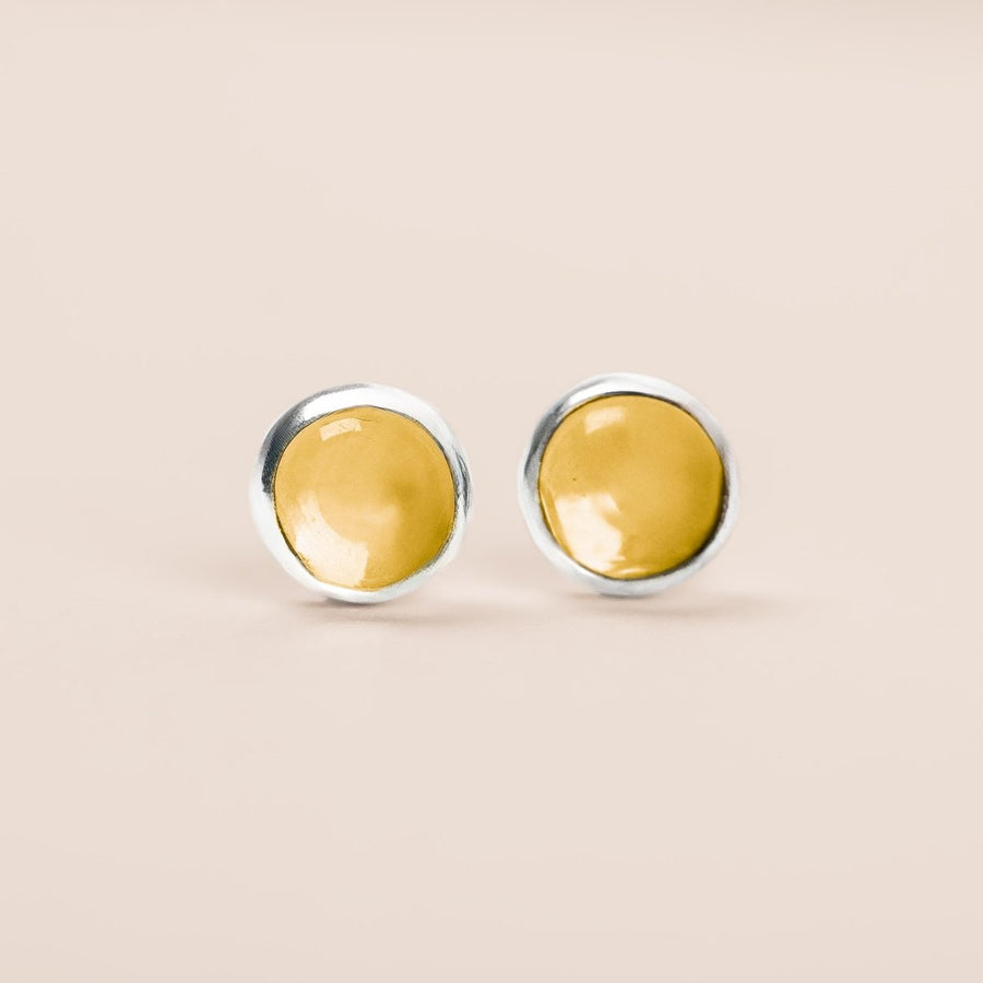 Yellow Citrine Gemstone Stud Earrings - Melanie Golden Jewelry - Earrings, halloween, stud, stud earrings