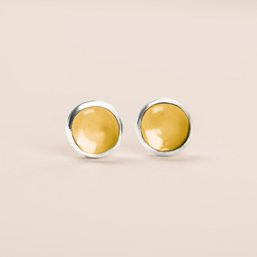 Yellow Citrine Gemstone Stud Earrings - Melanie Golden Jewelry